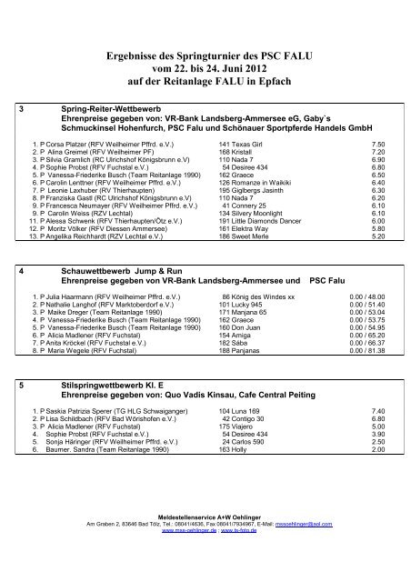 Ergebnisse PSC FALU Springen 2012 - Meldestellenservice ...