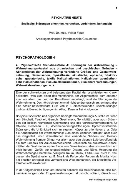 Psychopathologie 4 - Arbeitsgemeinschaft Psychosoziale Gesundheit