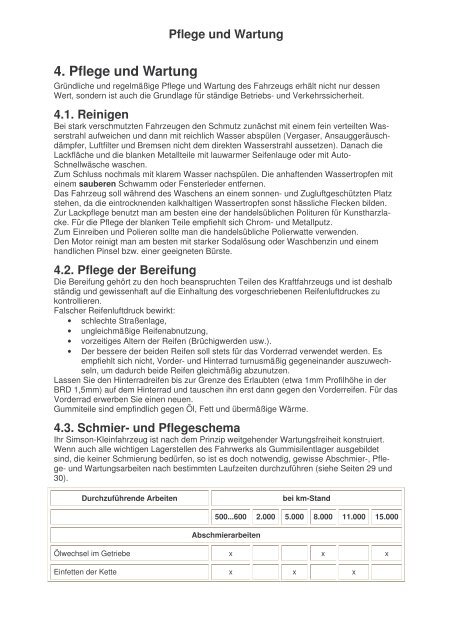 4. Betriebsanleitung für Simson-Fahrzeuge