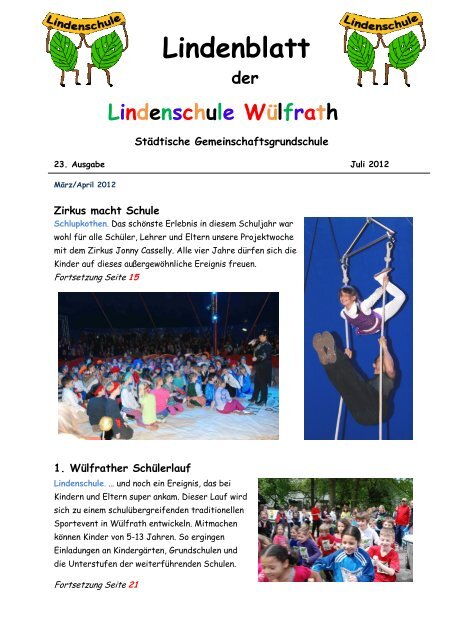 Sommerferien Lindenschule Wulfrath