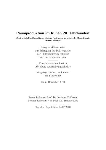 Raumproduktion im frühen 20. Jahrhundert - SommerWerkstatt