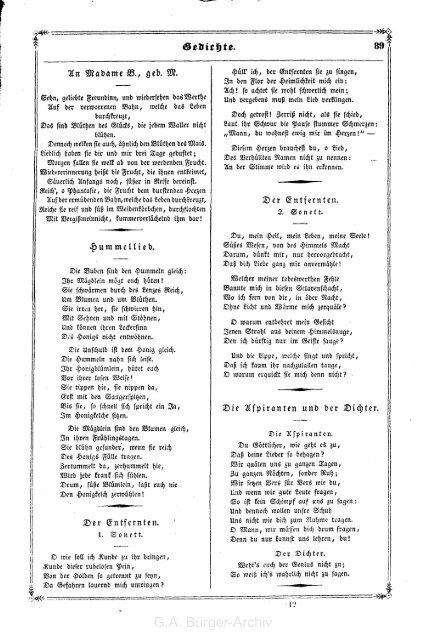 G.A. Bürger-Archiv - Leben und Werk des Dichters Gottfried August ...