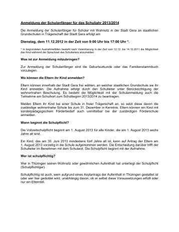 Öfftl. Bekanntmachung Schulanfänger (application/pdf ... - Stadt Gera