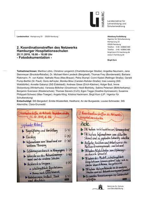 Protokoll des 2 - Netzwerk Hamburger Hospitationsschulen