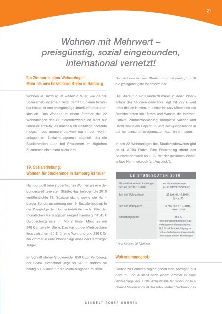 Geschäftsbericht 2010 - Studierendenwerk Hamburg