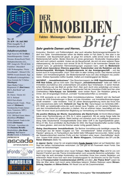 Der Immobilienbrief Nr 43 vom 10-07-2003