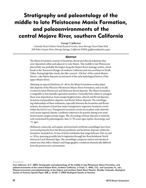 2010 Overboard in the Mojave - Biological Science - California State ...