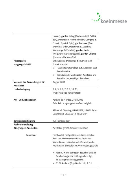 Daten Fakten spoga+gafa 2012