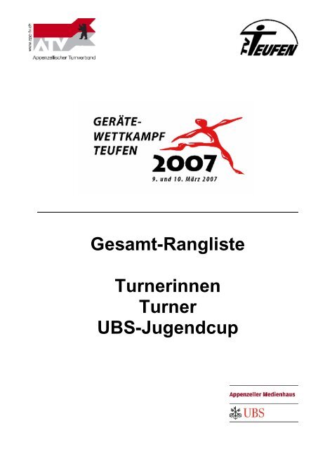 Gesamt-Rangliste Turnerinnen Turner UBS-Jugendcup