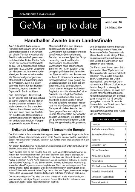 Ausgabe 30 - der Gesamtschule Marienheide