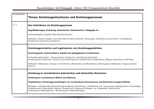 Hauslehrplan Abitur 2014 - Gesamtschule Eiserfeld