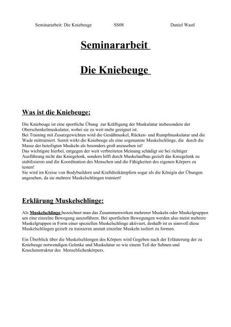 Seminararbeit Die Kniebeuge
