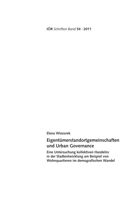 Eigentümerstandortgemeinschaften und Urban Governance - SSOAR