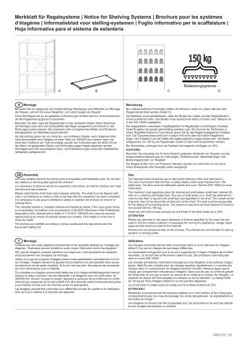 Merkblatt für Regalsysteme | Notice for Shelving Systems ... - hupfer