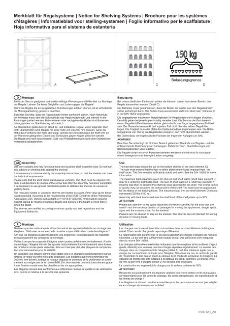 Merkblatt für Regalsysteme | Notice for Shelving Systems ... - hupfer