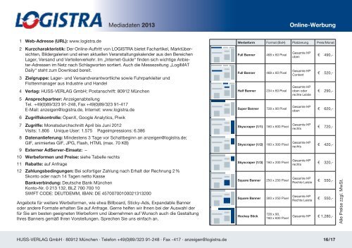 Mediadaten - Huss Verlag