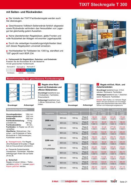 TIXIT Fachbodenregale T 300