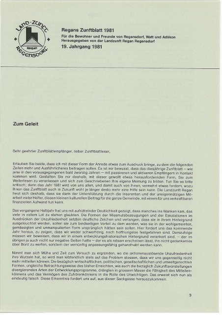 1981 Herausgegeben von der Landzunft Regan Regensdorf