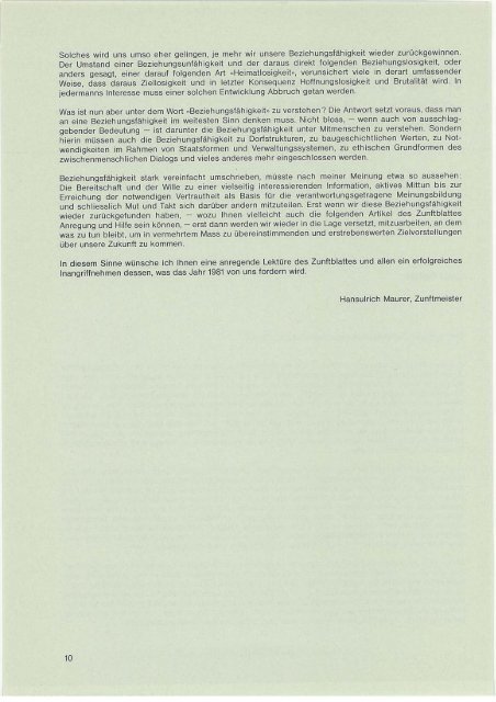 1981 Herausgegeben von der Landzunft Regan Regensdorf