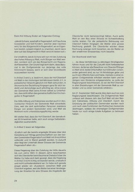 1985 Herausgegeben von der Landzunft Regan Regensdorf