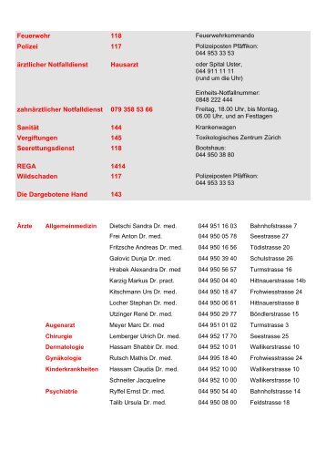 Notfallplan [PDF, 15.0 KB] - Gemeinde Pfäffikon ZH