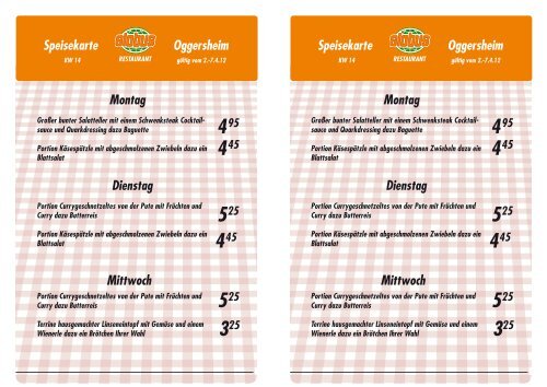 Speisekarte Oggersheim Dienstag Montag Mittwoch Globus