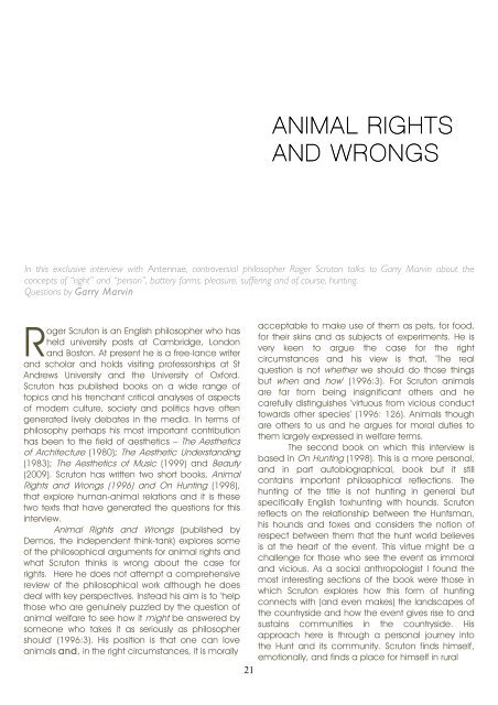 Animal Wrongs and Rights - Antennae The Journal of Nature in ...