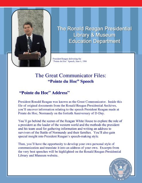 Teaching Resources For Reagan S Pointe Du Hoc Speech