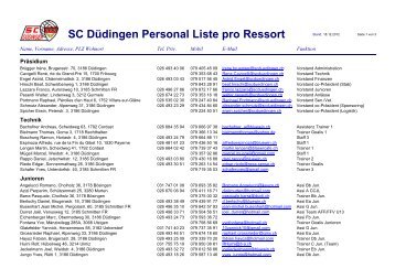 SC Düdingen Personal Liste pro Ressort