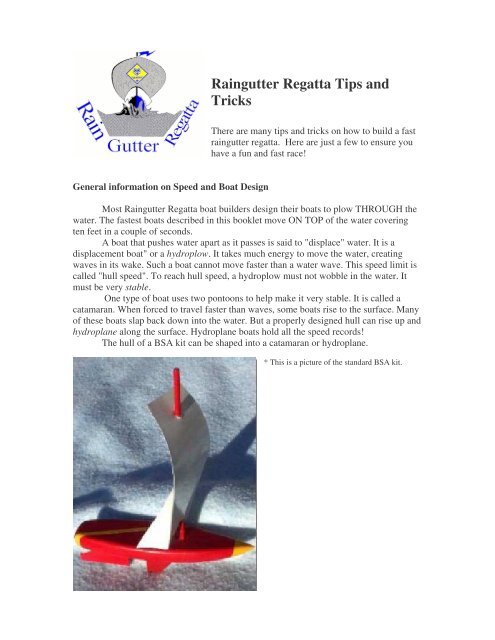 Raingutter Regatta Tips and Tricks - Caswell District BSA