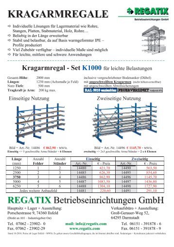 Kragarmregale K 2000