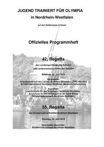 Offizielles Programmheft 42. Regatta 55. Regatta - Sportland NRW