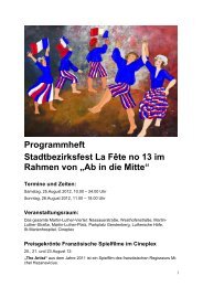 Programmheft Stadtbezirksfest La Fête no 13 im Rahmen von „Ab in ...