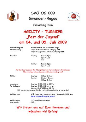 SVÖ OG 009 Gmunden-Regau AGILITY – TURNIER „Fest der ...