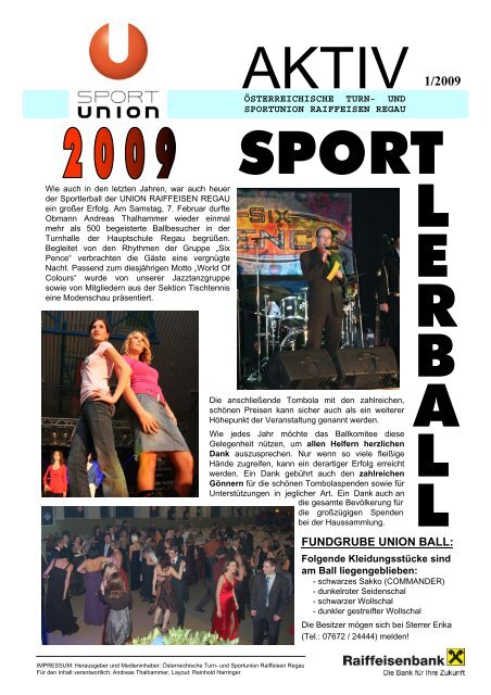 FUNDGRUBE UNION BALL: - Union Raiffeisen Regau