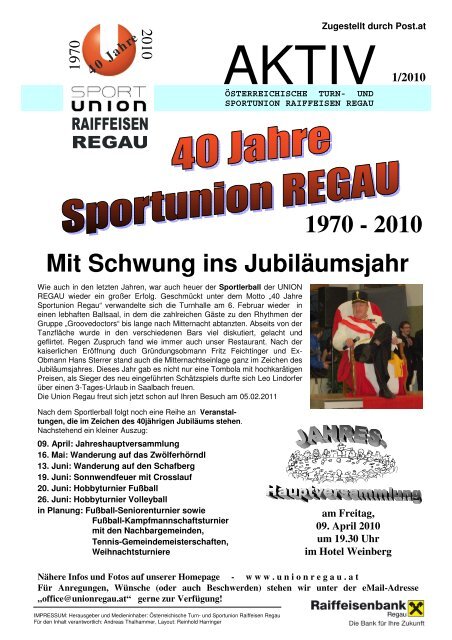 1970 - 2010 Mit Schwung ins Jubiläumsjahr - Union Raiffeisen Regau
