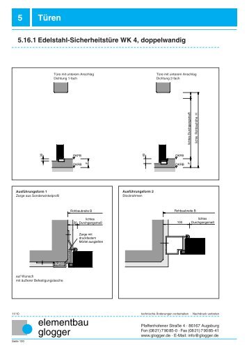 Edelstahl-Sicherheitstüre WK 4, zweiflügelig - Elementbau Glogger