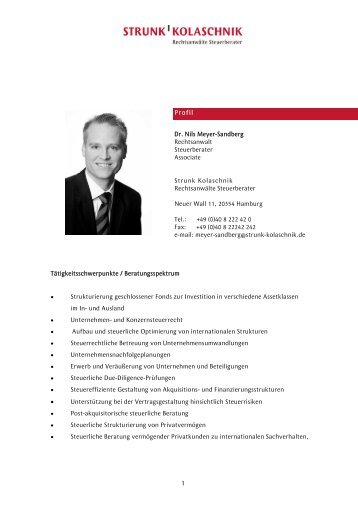 Profil Dr. Nils Meyer-Sandberg Rechtsanwalt Steuerberater ...