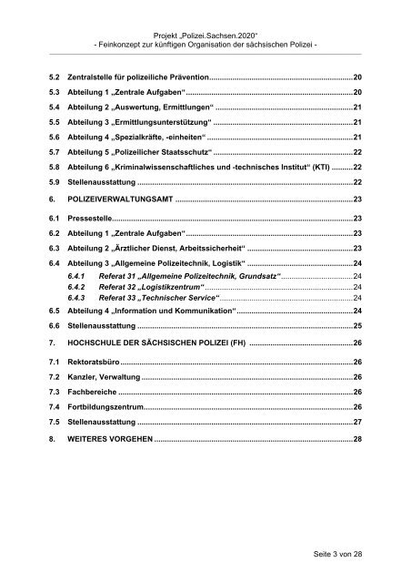 Feinkonzept - Polizei 2020 - Freistaat Sachsen