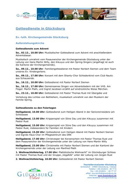 Festtagsgottesdienste (PDF) - Glücksburg