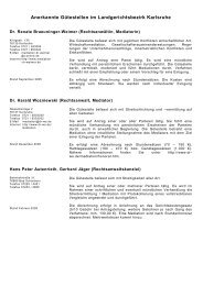 Anerkannte Gütestellen im Landgerichtsbezirk Karlsruhe