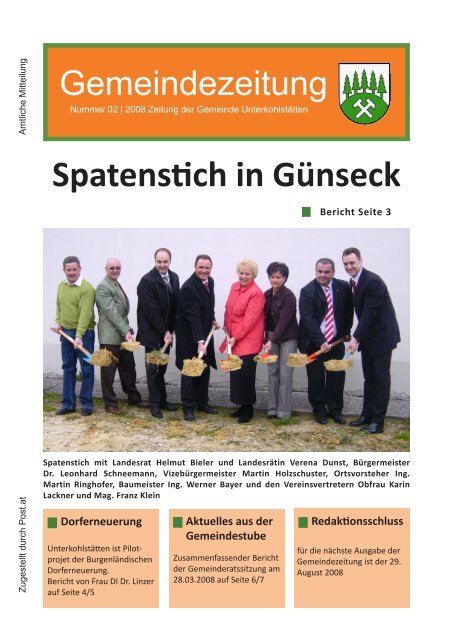 Spatenstich in Günseck - Gemeinde Unterkohlstätten