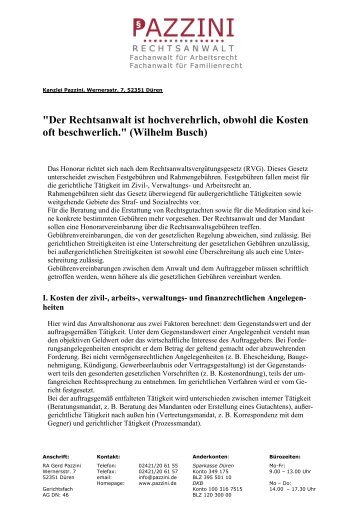 "Der Rechtsanwalt ist hochverehrlich, obwohl die ... - Kanzlei Pazzini