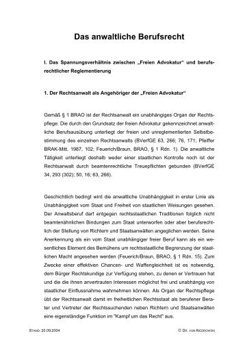 Das anwaltliche Berufsrecht - Rechtsanwaltskammer Berlin