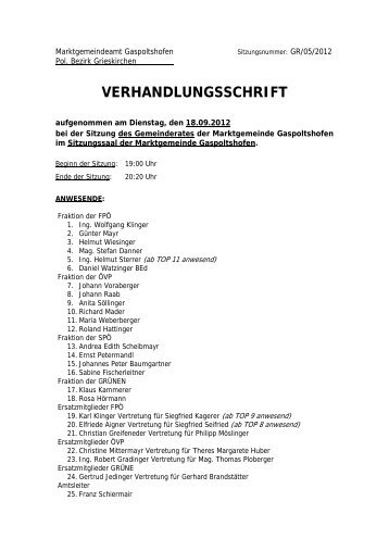 Sitzungsprotokoll Gemeinderatssitzung 18.09.2012 ... - Gaspoltshofen
