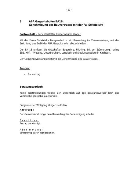 Sitzungsprotokoll Gemeinderatssitzung 18.09.2012 ... - Gaspoltshofen