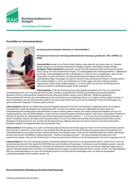 Praxisfälle zur Interessenkollision - Rechtsanwaltskammer Stuttgart
