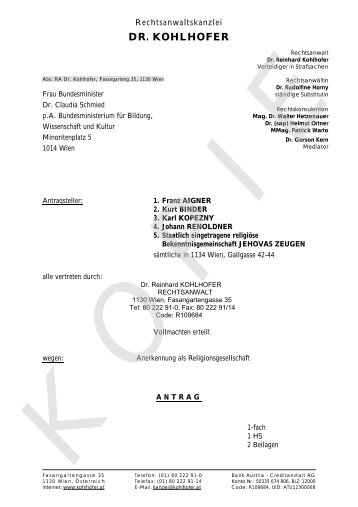 dr. kohlhofer - Offizielle Website von Jehovas Zeugen in Österreich
