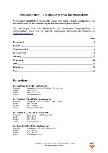 rechtsanwaelte.at: Liste Flutkatastrophe