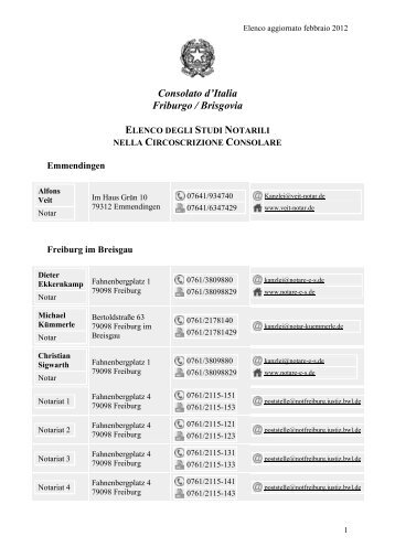 Elenco studi notarili Circoscrizione consolare